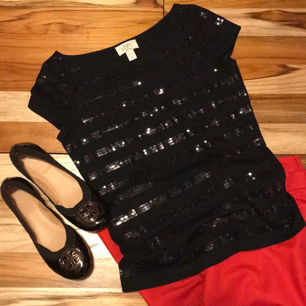 LOFT- Black Sequence Tee